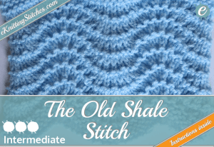 Old Shale stitch example & Title Slide for "How to Knit the Old Shale Stitch"