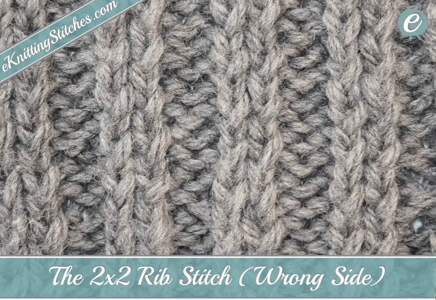 2x2 Rib Stitch Example (Wrong Side)