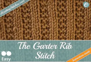 2x2 Garter Rib Stitch example & Title Slide for "How to Knit the 2x2 Garter Rib Stitch"