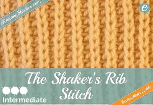 Shaker's Rib Stitch example & Title Slide for "How to Knit the Shaker's Rib Stitch"