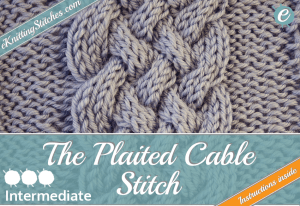 Plaited Cable stitch example & Title Slide for "How to Knit the Plaited Cable Stitch"