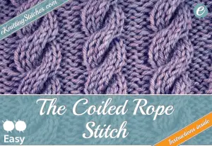 Coiled Rope stitch example & Title Slide for "How to Knit the Coiled Rope Stitch"