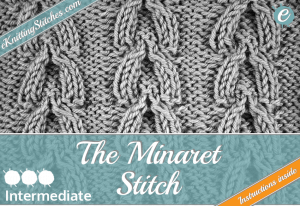 Minaret stitch example & Title Slide for "How to Knit the Minaret Stitch"