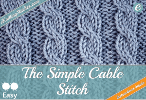Simple Cable stitch example & Title Slide for "How to Knit the Simple Cable Stitch"