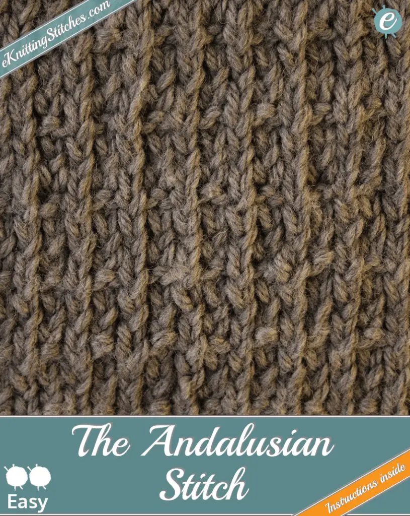 Andalusian Stitch example & Title Slide for "How to Knit the Andalusian Stitch"