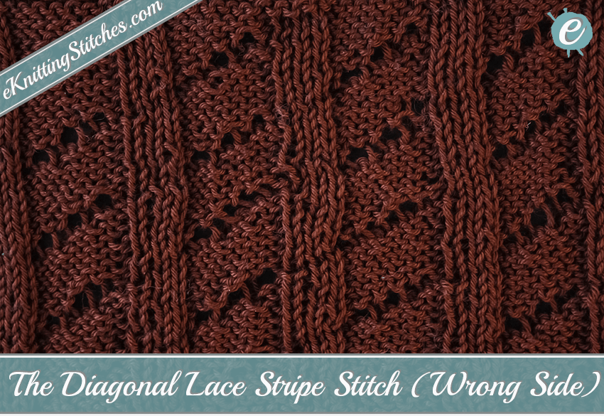 Diagonal Lace Stripe Stitch Example (Wrong Side)