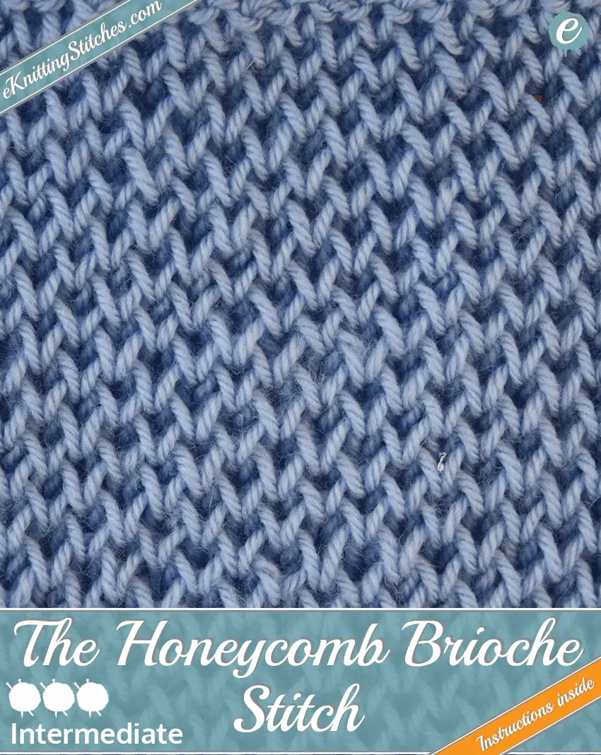 Honeycomb Brioche Stitch example & Title Slide for "How to Knit the Honeycomb Brioche Stitch"
