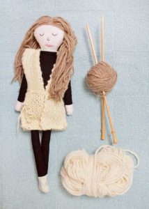 sewing yarn doll