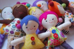 colorful sewn dolls