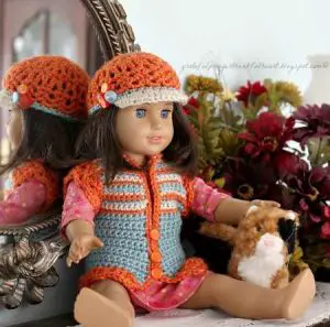 knit doll hat and outfit