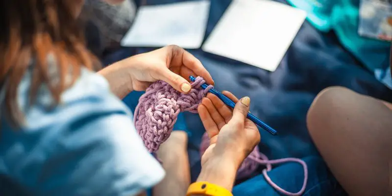 knitting together with friends
