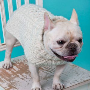 white knit dog sweater