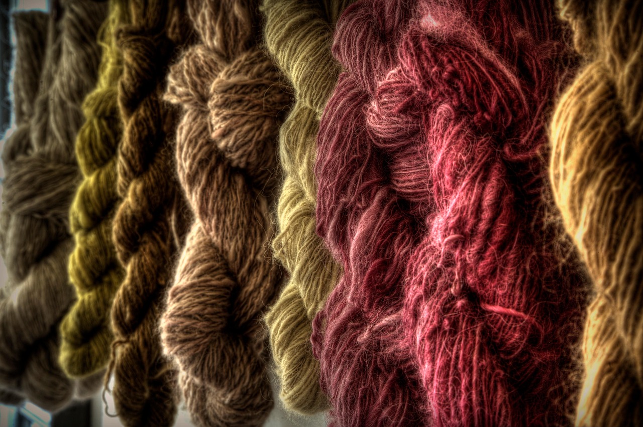 dyed yarn hanging