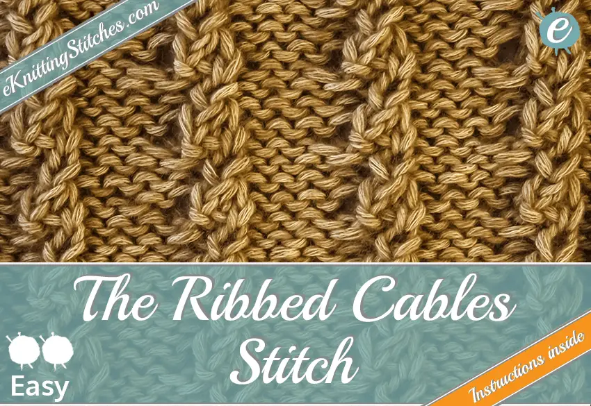ribbed cables stitch swatch example in beige