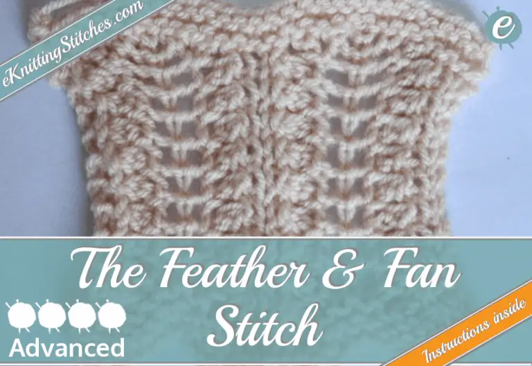 a swatch sample in cream of the feather and fan stitch